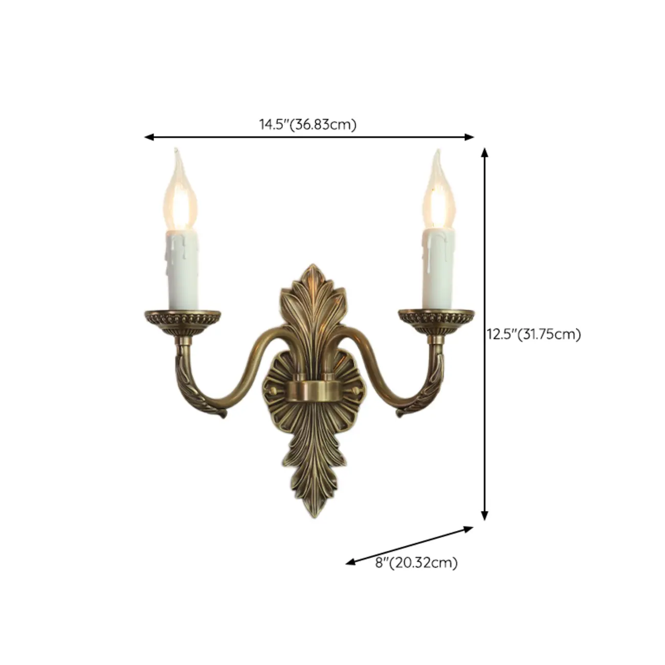 Vintage Beige Brass Candelabra Wall Sconce with LED Light  Image - 16 | homeyfad