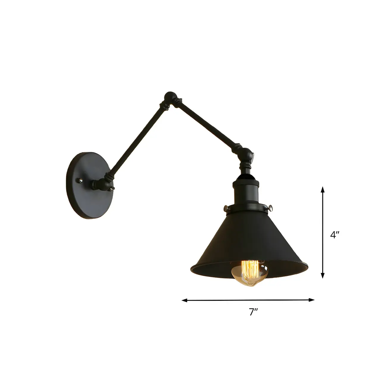 Industrial Metal Black 1-Light Swing Arm Wall Light Image - 5 | homeyfad
