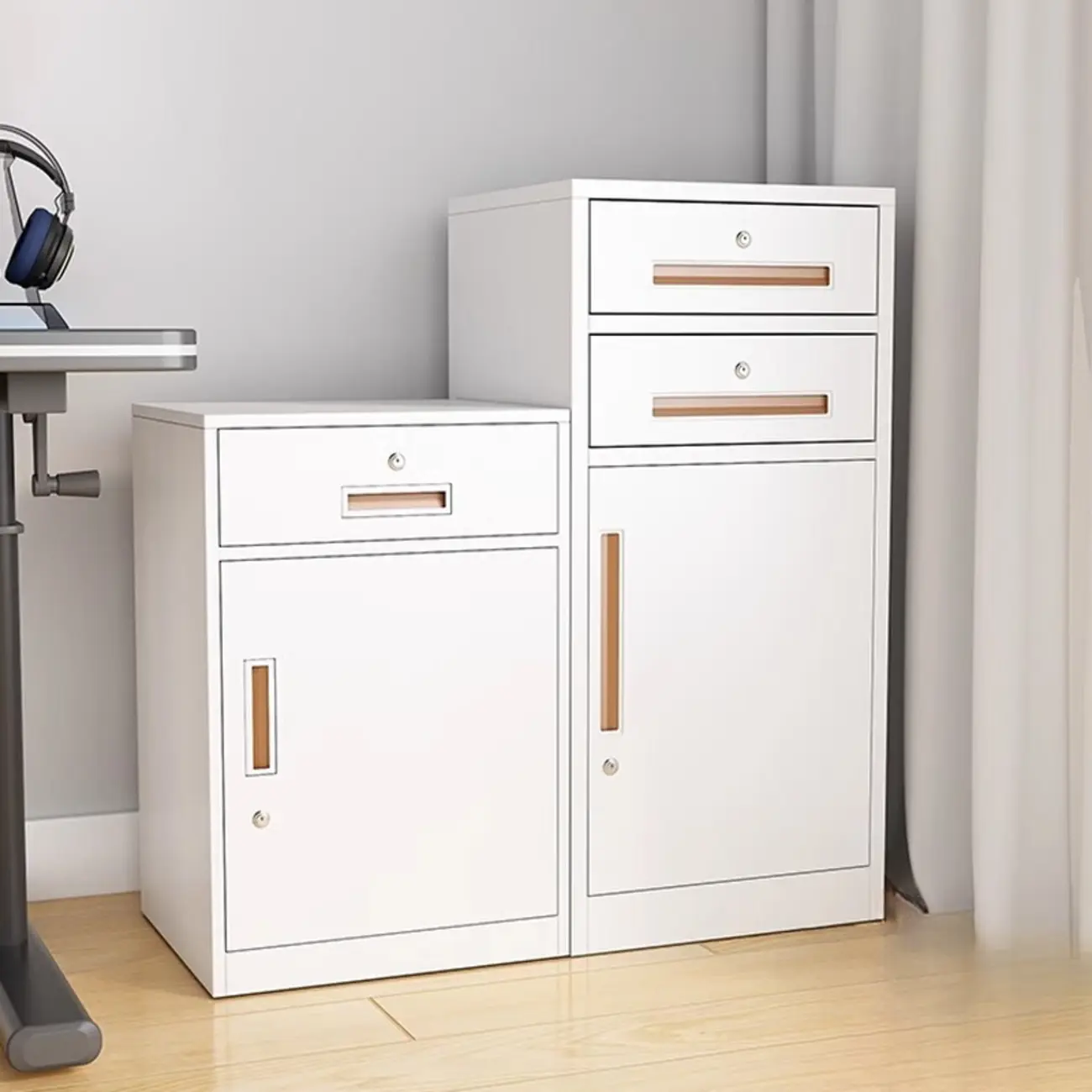 Elegant Steel Vertical Filling Cabinet with Lock for Home Office Image - 1 | homeyfad