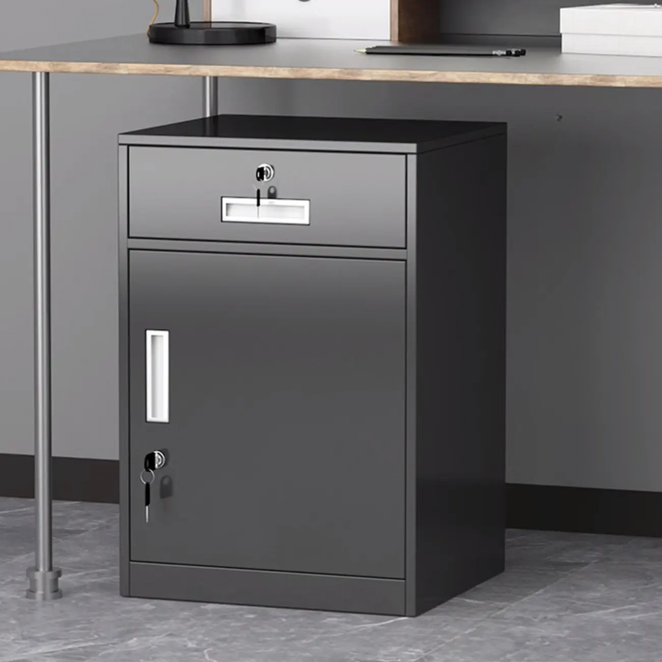 Elegant Steel Vertical Filling Cabinet with Lock for Home Office Image - 2 | homeyfad