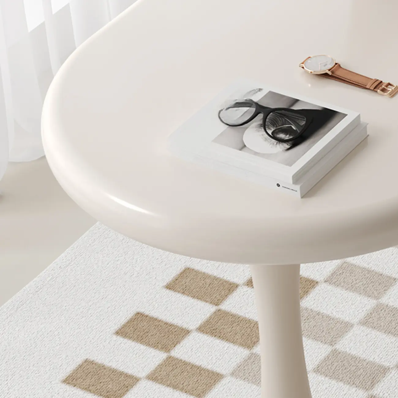 Modern Light Wooden Oval Home Office Desk with 3-Drawers Image - 9 | homeyfad