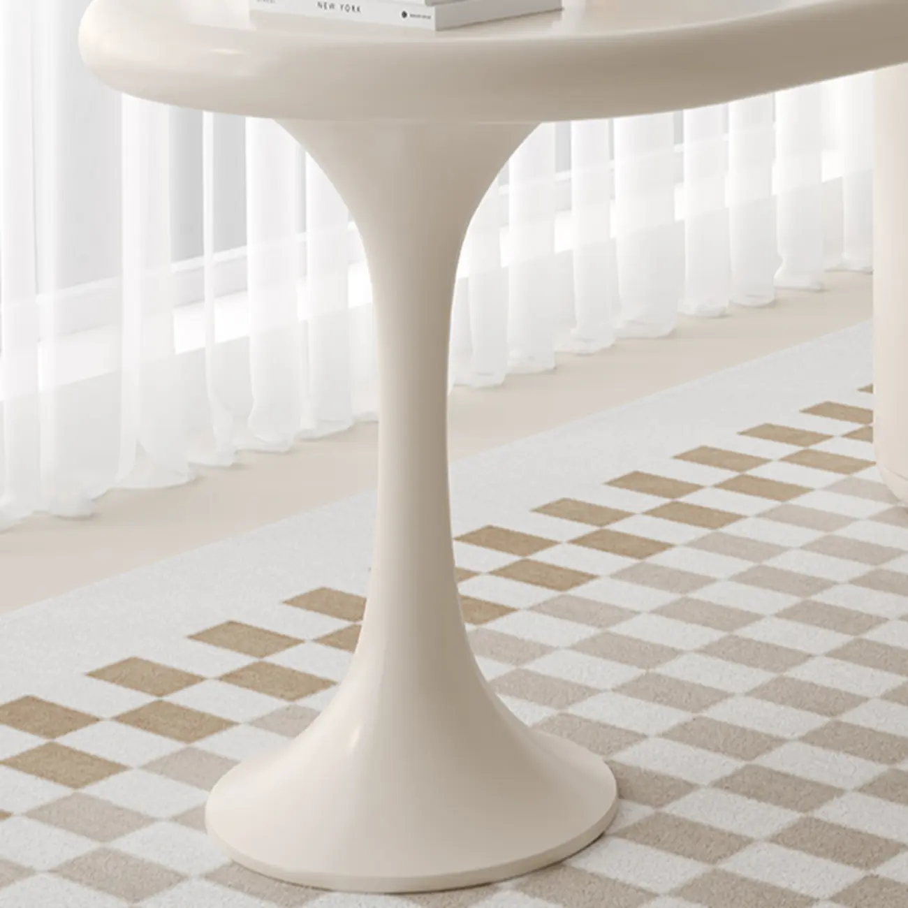 Modern Light Wooden Oval Home Office Desk with 3-Drawers Image - 10 | homeyfad