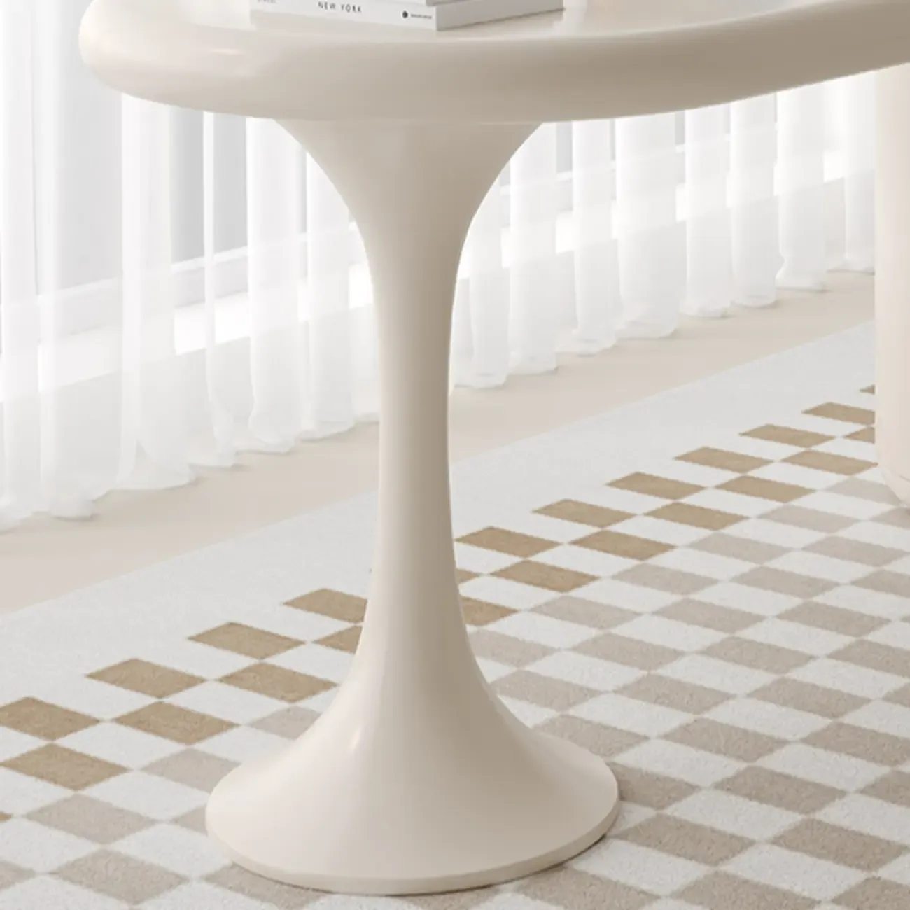 Modern Light Wooden Oval Home Office Desk with 3-Drawers Image - 10