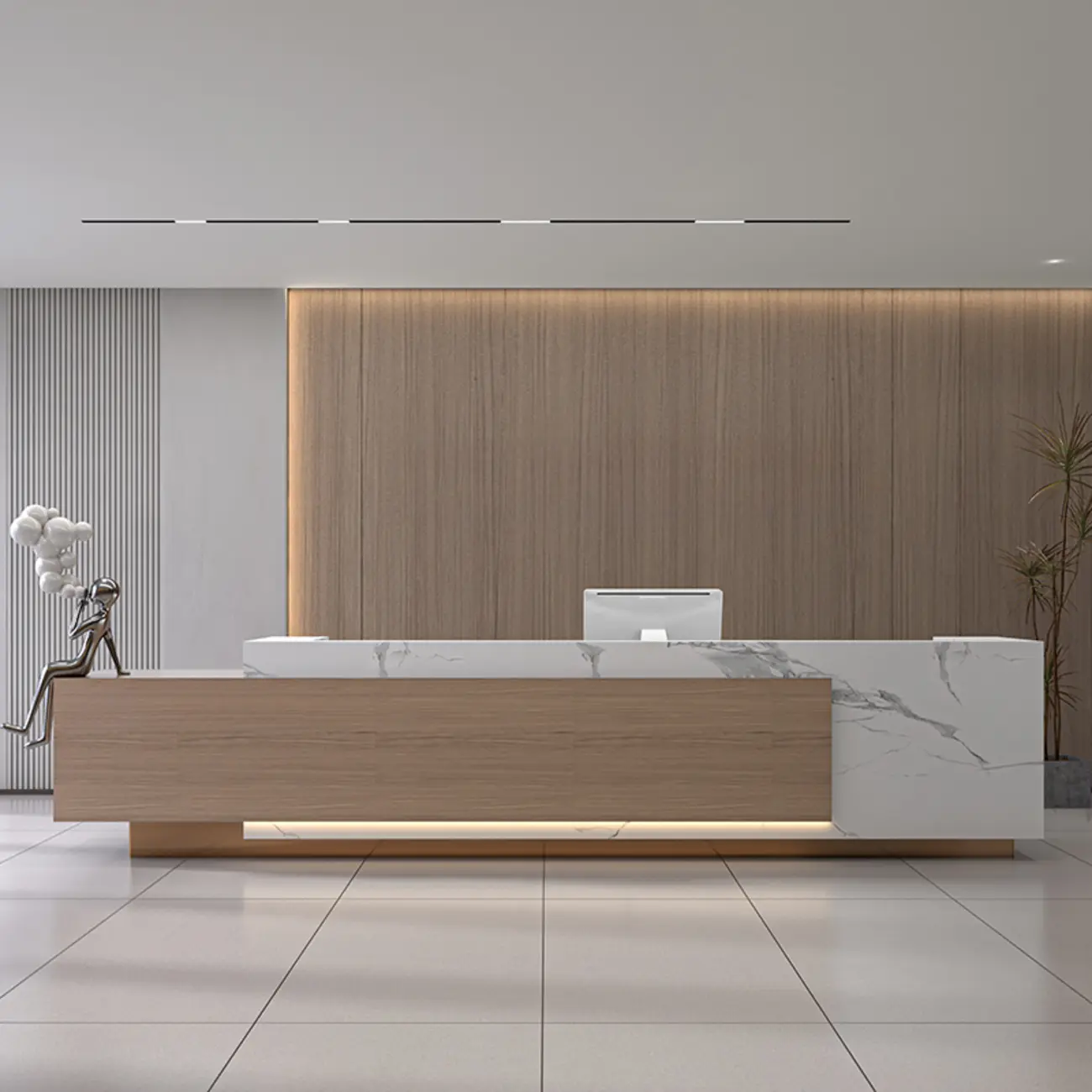 Contemporary Rectangular Executive Front Desk in White Top Image - 1 | homeyfad
