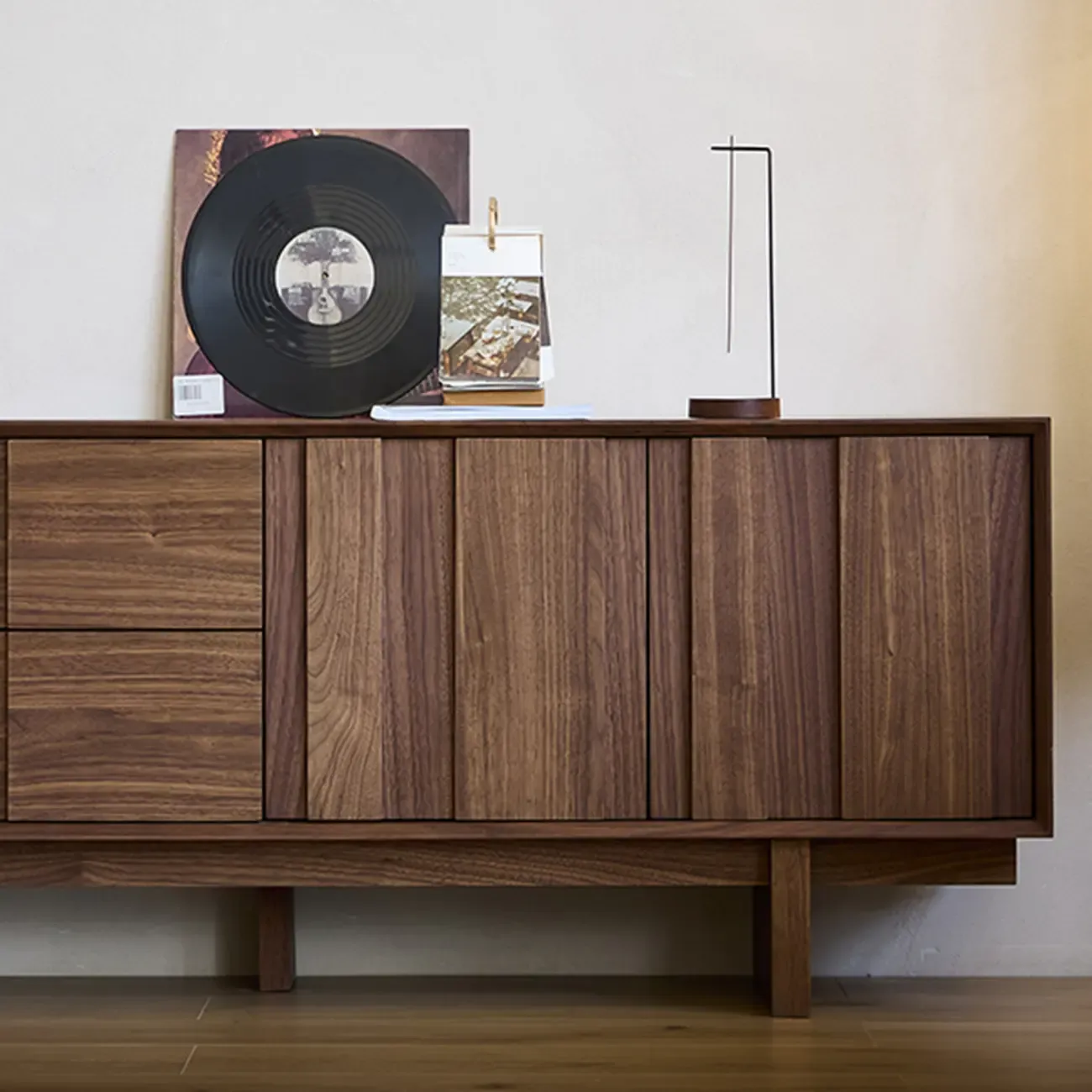 79" Brown Rectangle Wooden TV Stand with Drawer Image - 7