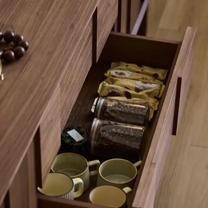 79" Brown Rectangle Wooden TV Stand with Drawer Image - 9