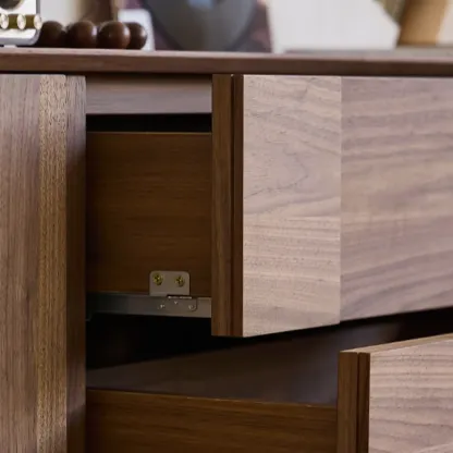 79" Brown Rectangle Wooden TV Stand with Drawer Image - 10