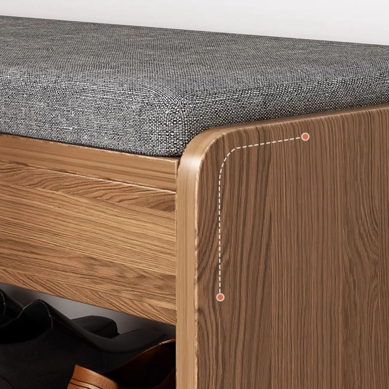 Brown Wood Shoe Storage Bench with Flip-Up Storage Image - 6 | homeyfad