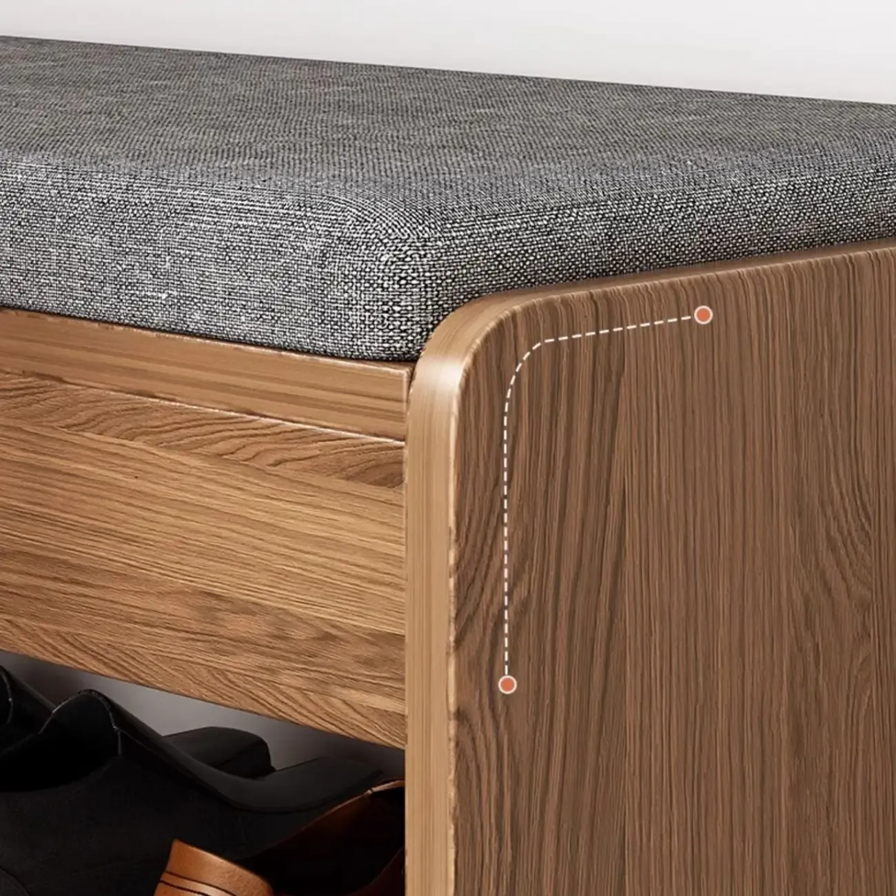 Brown Wood Shoe Storage Bench with Flip-Up Storage Image - 6