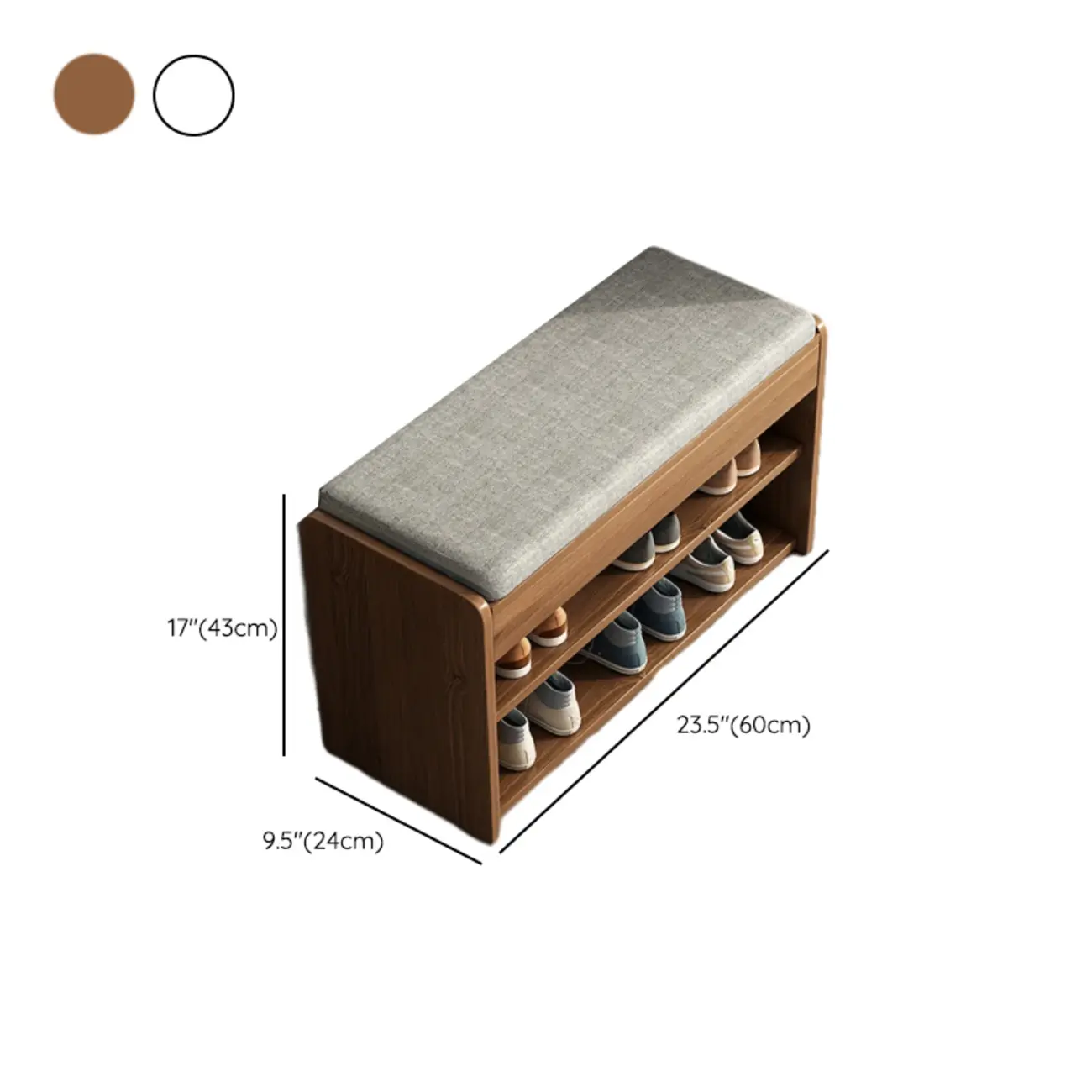 Brown Wood Shoe Storage Bench with Flip-Up Storage Image - 21 | homeyfad