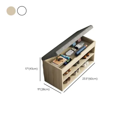 Brown Wood Shoe Storage Bench with Flip-Up Storage Image - 26