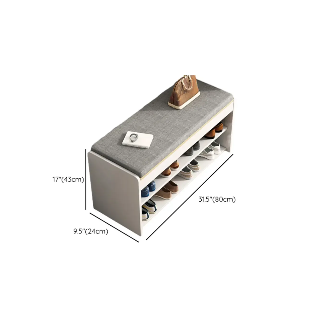 Brown Wood Shoe Storage Bench with Flip-Up Storage Image - 27