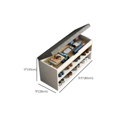 Brown Wood Shoe Storage Bench with Flip-Up Storage Image - 28