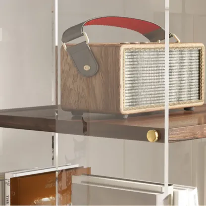 Art Deco Square Timber Shelf Glass Panel Swivel Chest Image - 8