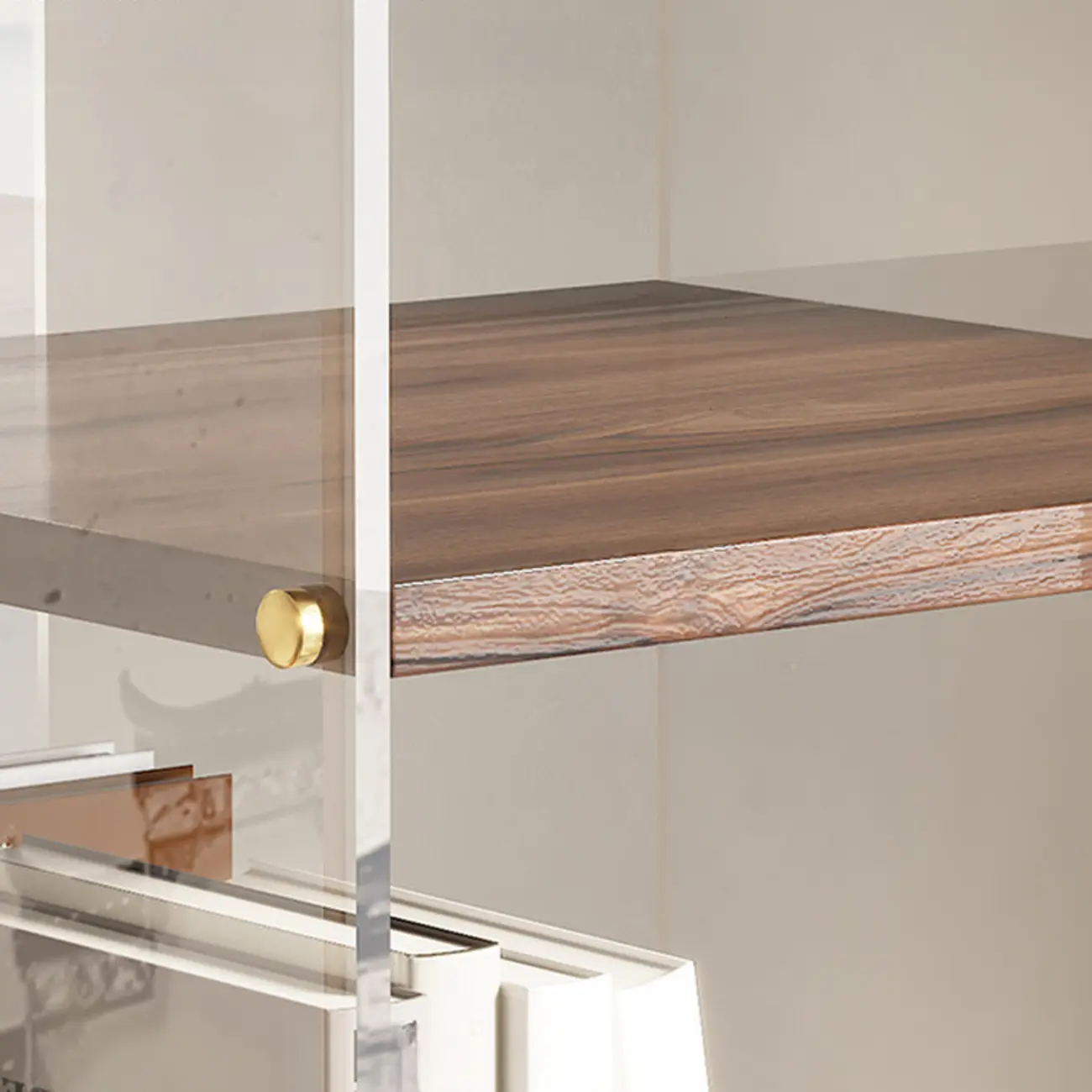 Art Deco Square Timber Shelf Glass Panel Swivel Chest Image - 9 | homeyfad