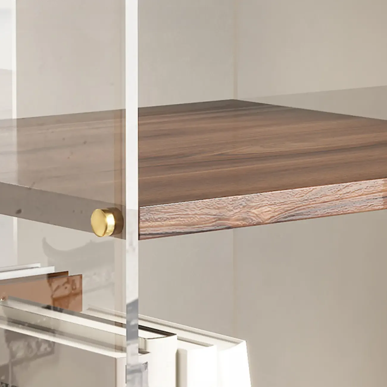 Art Deco Square Timber Shelf Glass Panel Swivel Chest Image - 9