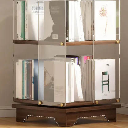 Art Deco Square Timber Shelf Glass Panel Swivel Chest Image - 10