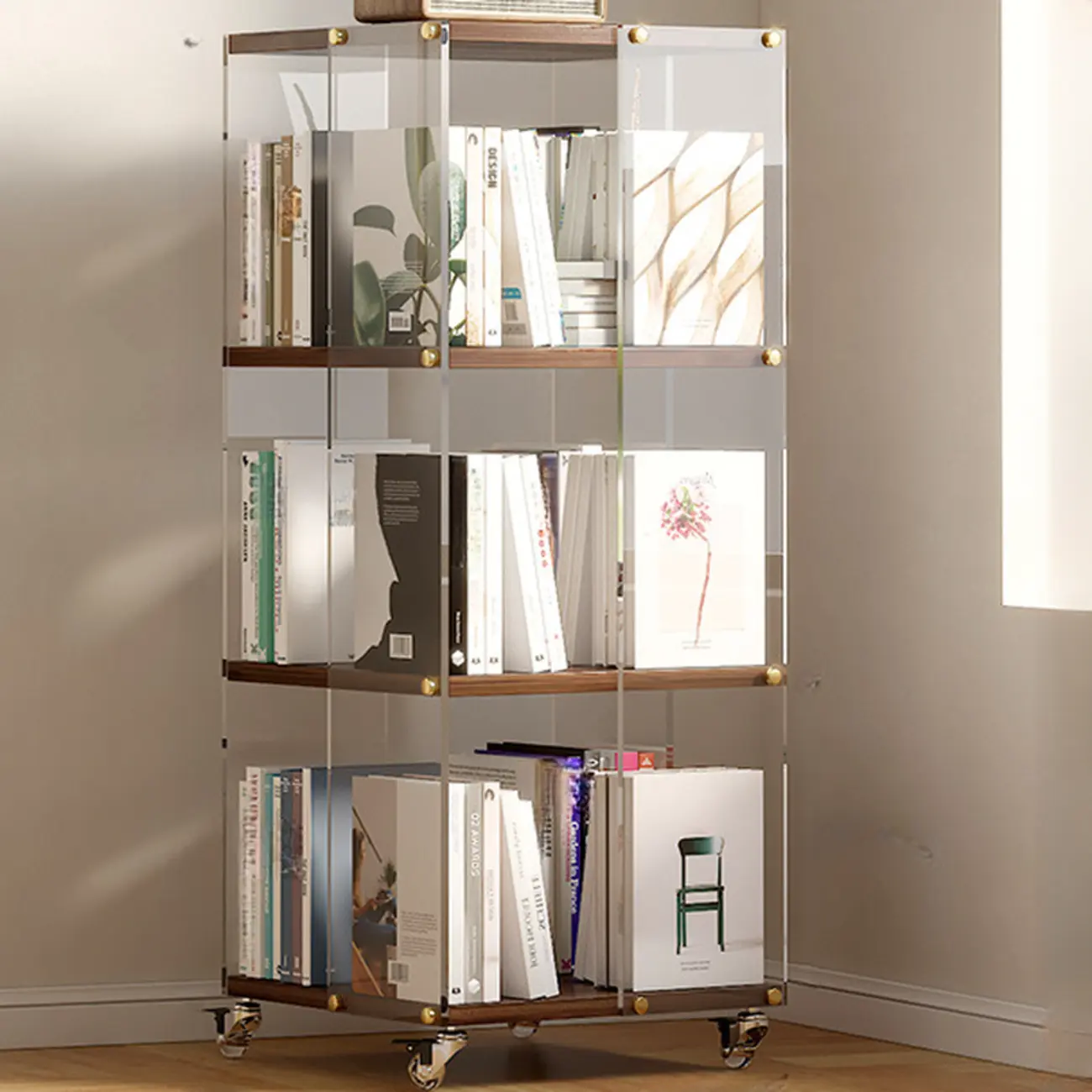 Art Deco Square Timber Shelf Glass Panel Swivel Chest Image - 12 | homeyfad