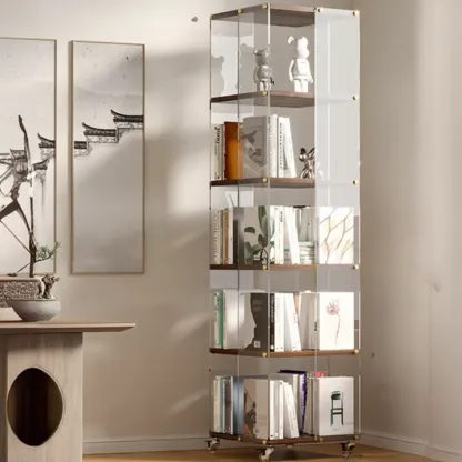 Art Deco Square Timber Shelf Glass Panel Swivel Chest Image - 13