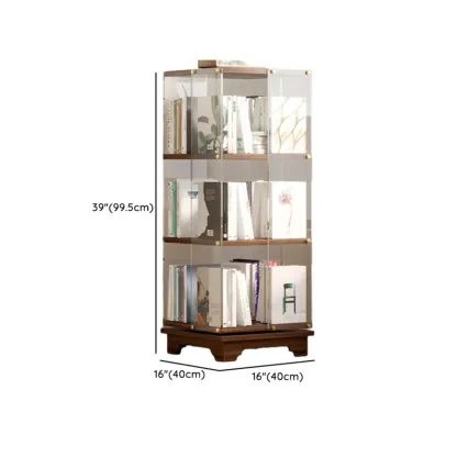 Art Deco Square Timber Shelf Glass Panel Swivel Chest Image - 16