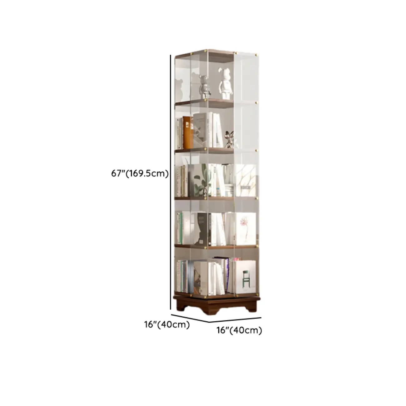 Art Deco Square Timber Shelf Glass Panel Swivel Chest Image - 18 | homeyfad