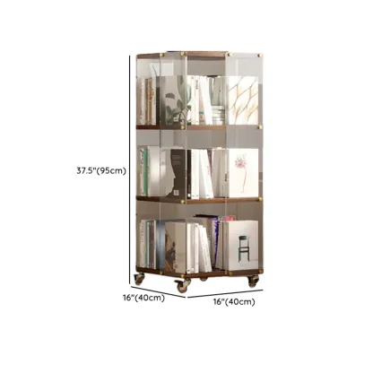 Art Deco Square Timber Shelf Glass Panel Swivel Chest Image - 20