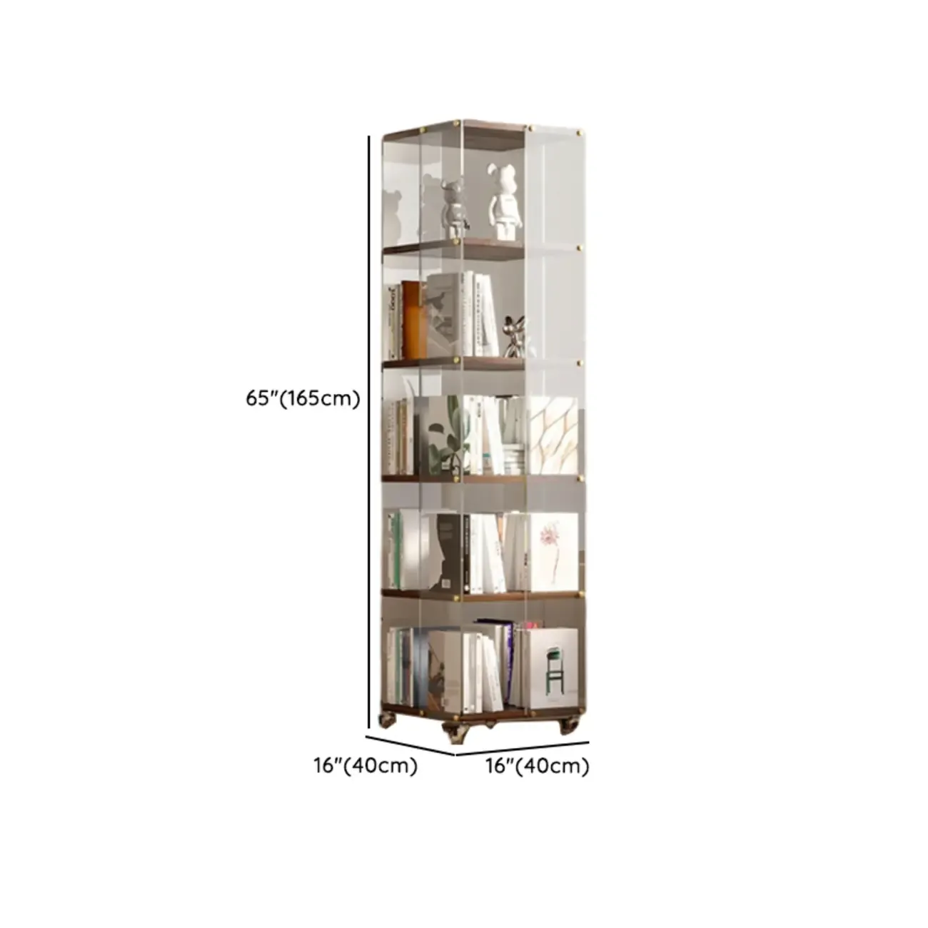 Art Deco Square Timber Shelf Glass Panel Swivel Chest Image - 21