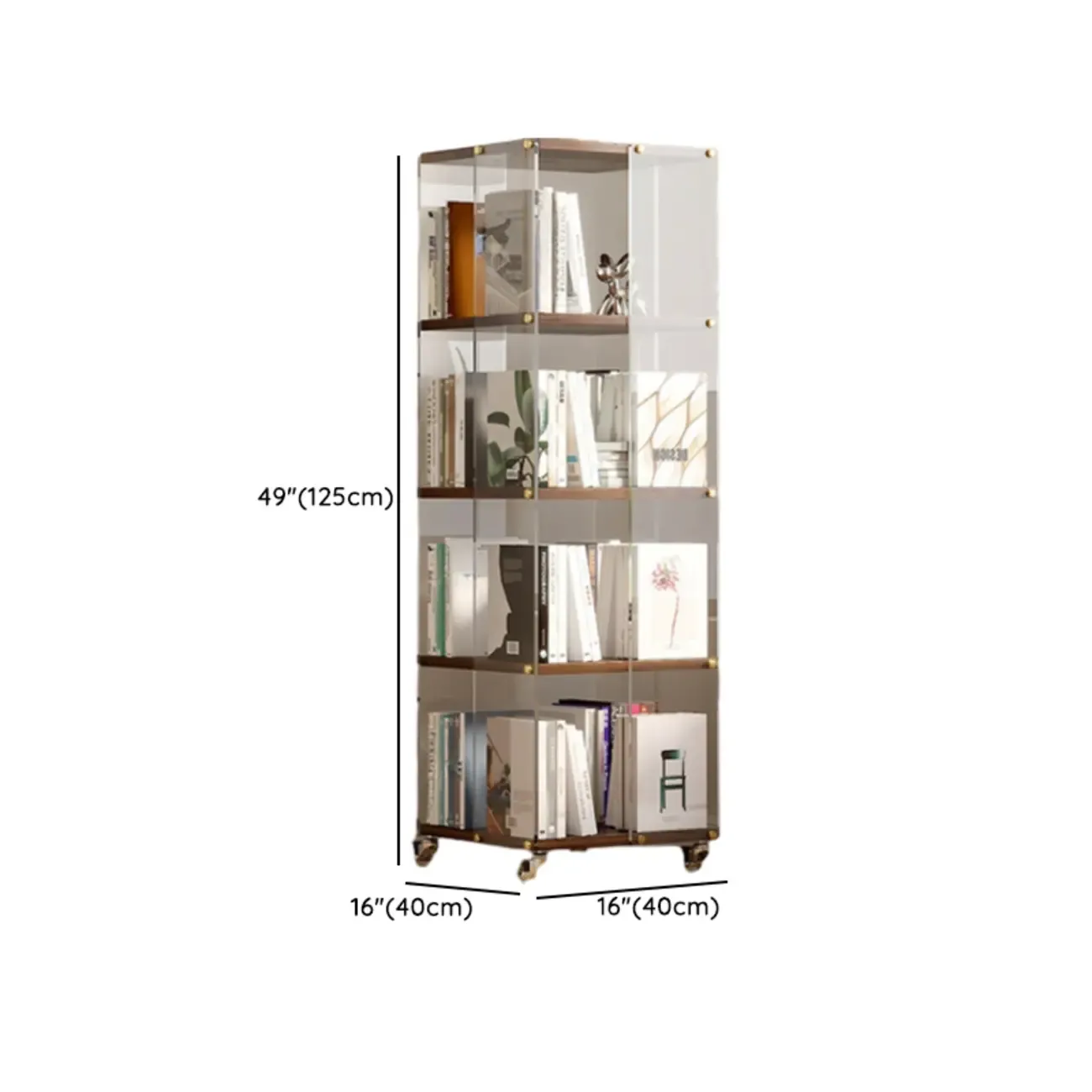 Art Deco Square Timber Shelf Glass Panel Swivel Chest Image - 22