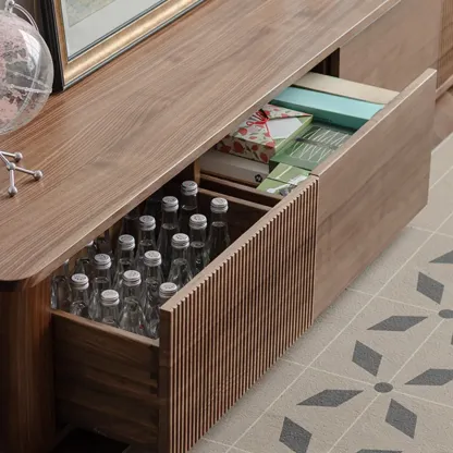 Mid-Century Modern Wooden TV Stand with Storage Image - 7