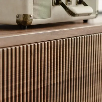 Mid-Century Modern Wooden TV Stand with Storage Image - 10