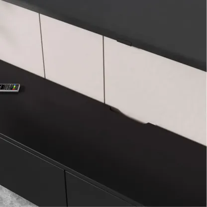 Black Rectangle Wood TV Stand with Cable Management Image - 13