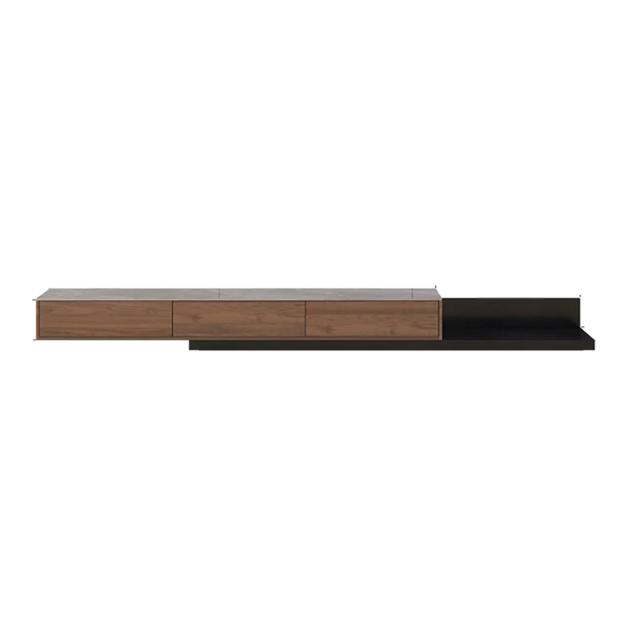 71" Walnut-Black Modern Stone TV Console with Drawers Image - 20 | homeyfad