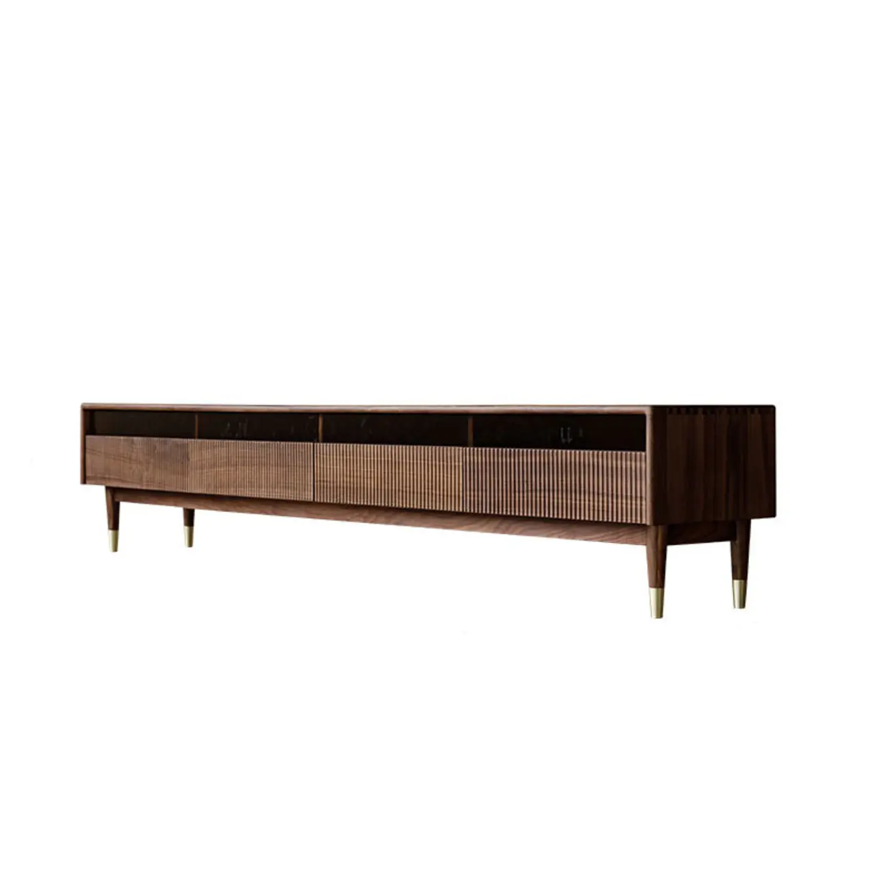 94.5" Scandinavian Walnut TV Stand with Drawers Image - 3 | homeyfad