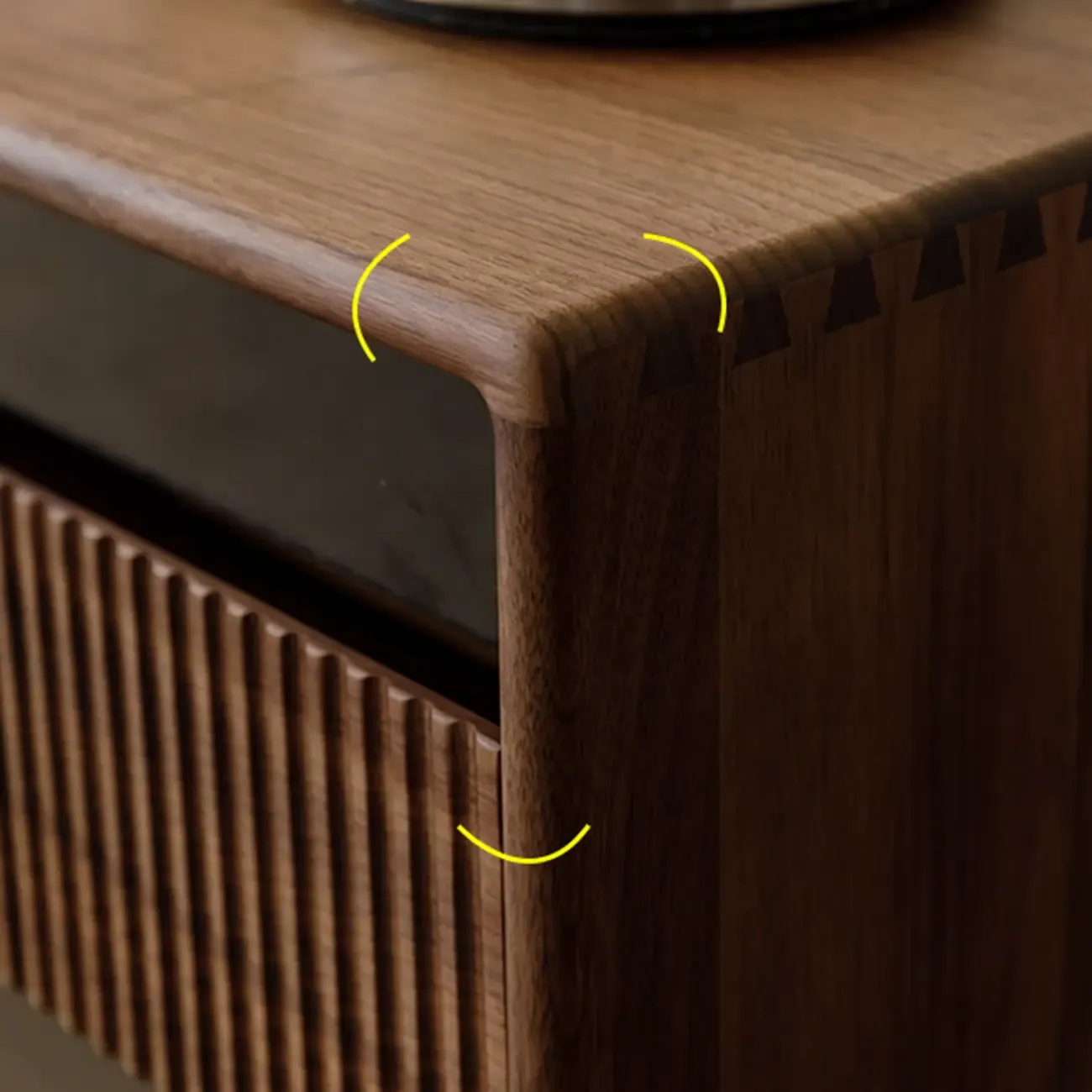 94.5" Scandinavian Walnut TV Stand with Drawers Image - 8