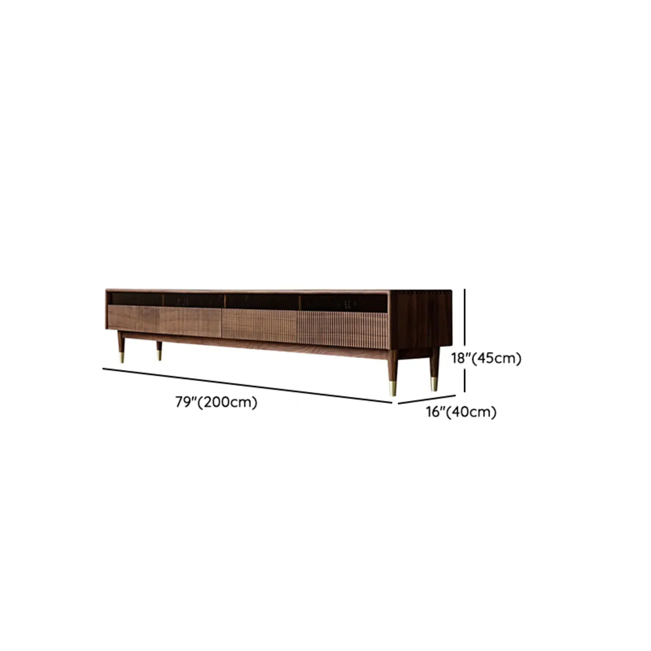 94.5" Scandinavian Walnut TV Stand with Drawers Image - 12 | homeyfad