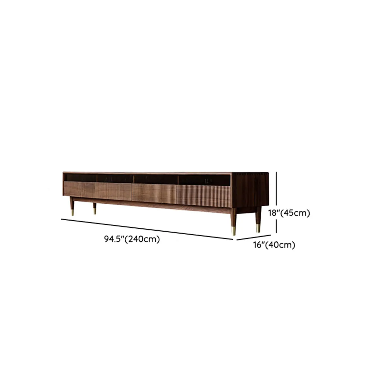 94.5" Scandinavian Walnut TV Stand with Drawers Image - 14 | homeyfad