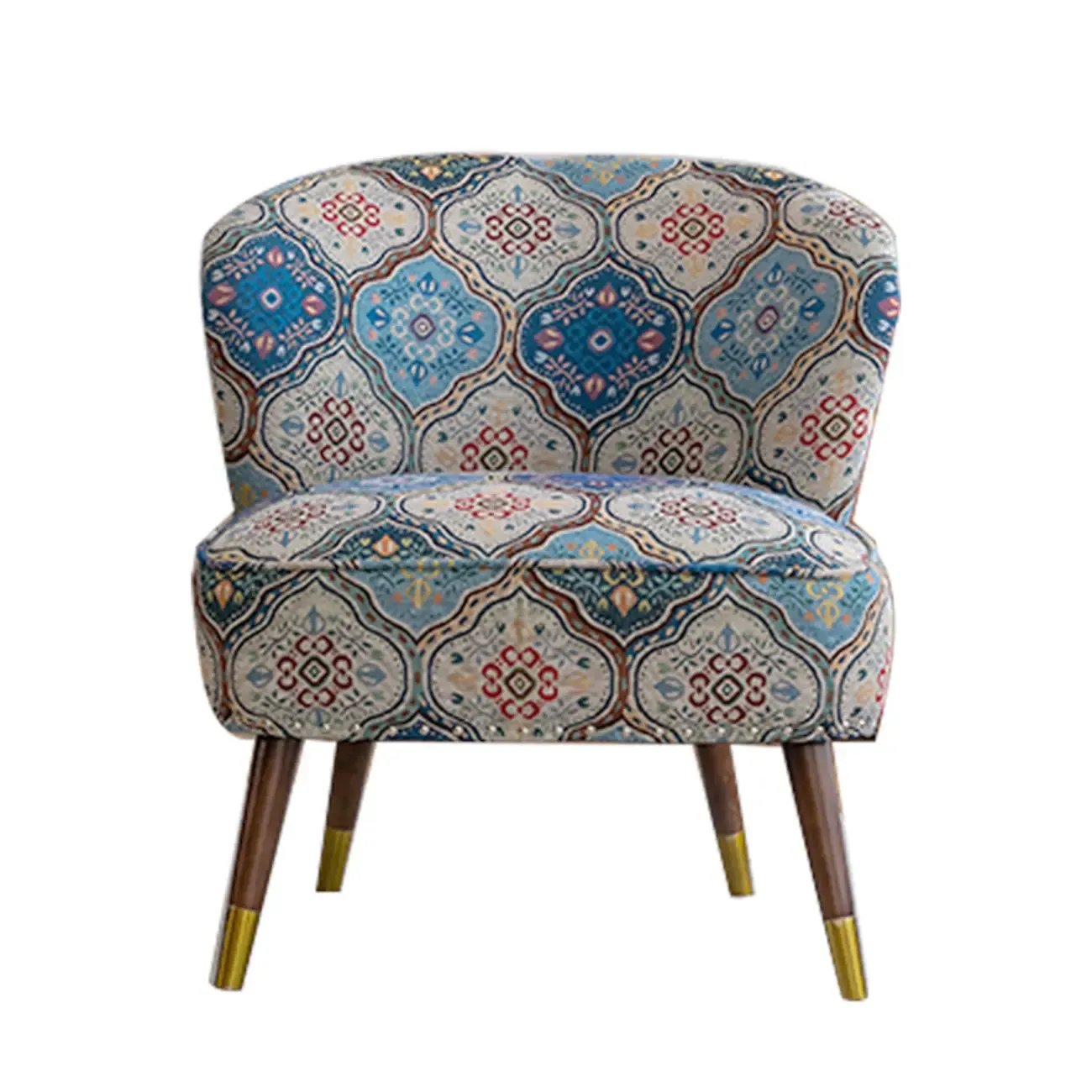 Vintage Bohemian Fabric Accent Chair with Floral Pattern for Home Image - 8