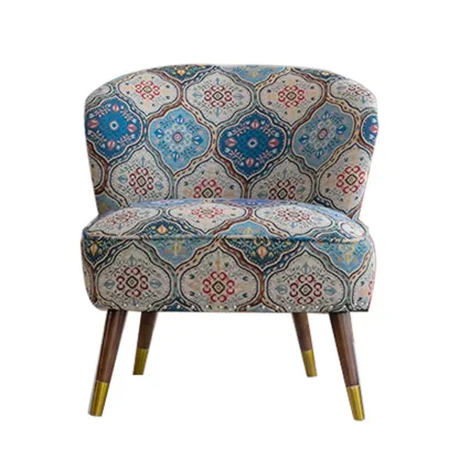 Vintage Bohemian Fabric Accent Chair with Floral Pattern for Home Image - 8