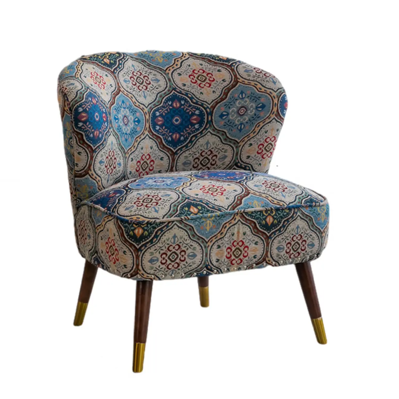 Vintage Bohemian Fabric Accent Chair with Floral Pattern for Home Image - 11 | homeyfad