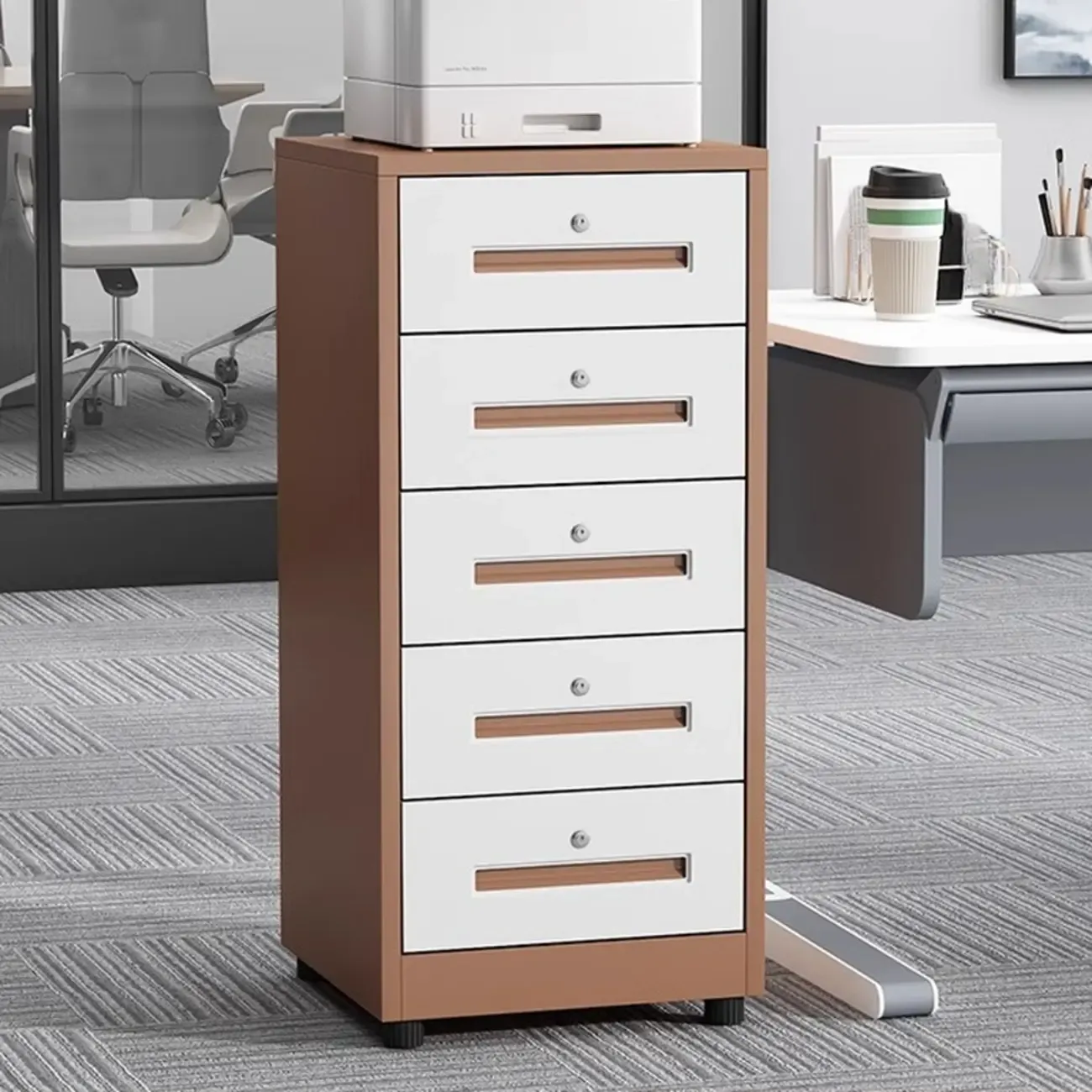 Traditional Steel Vertical Lockable Filing Cabinet for Home Office Image - 2
