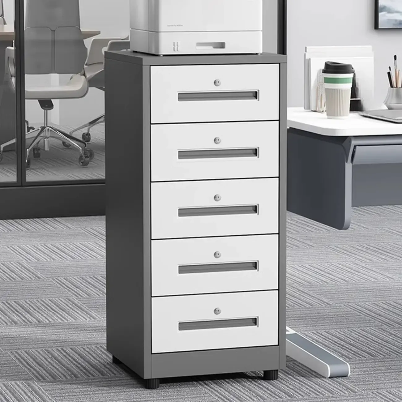 Traditional Steel Vertical Lockable Filing Cabinet for Home Office Image - 4
