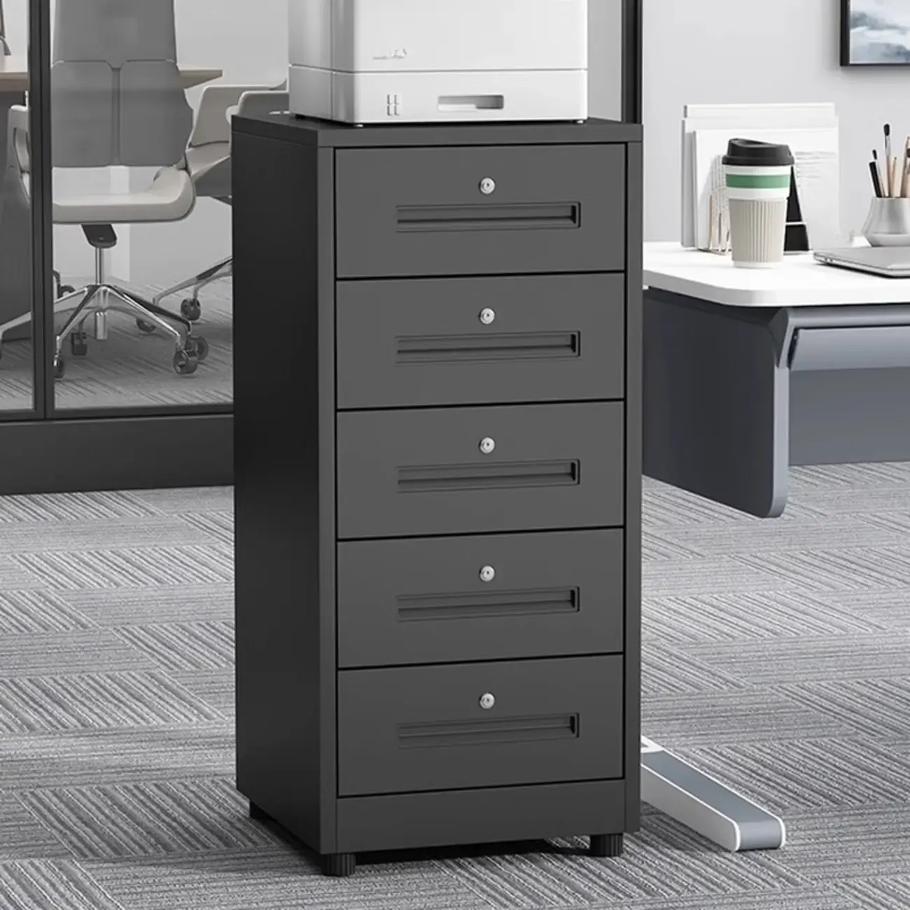Traditional Steel Vertical Lockable Filing Cabinet for Home Office Image - 6