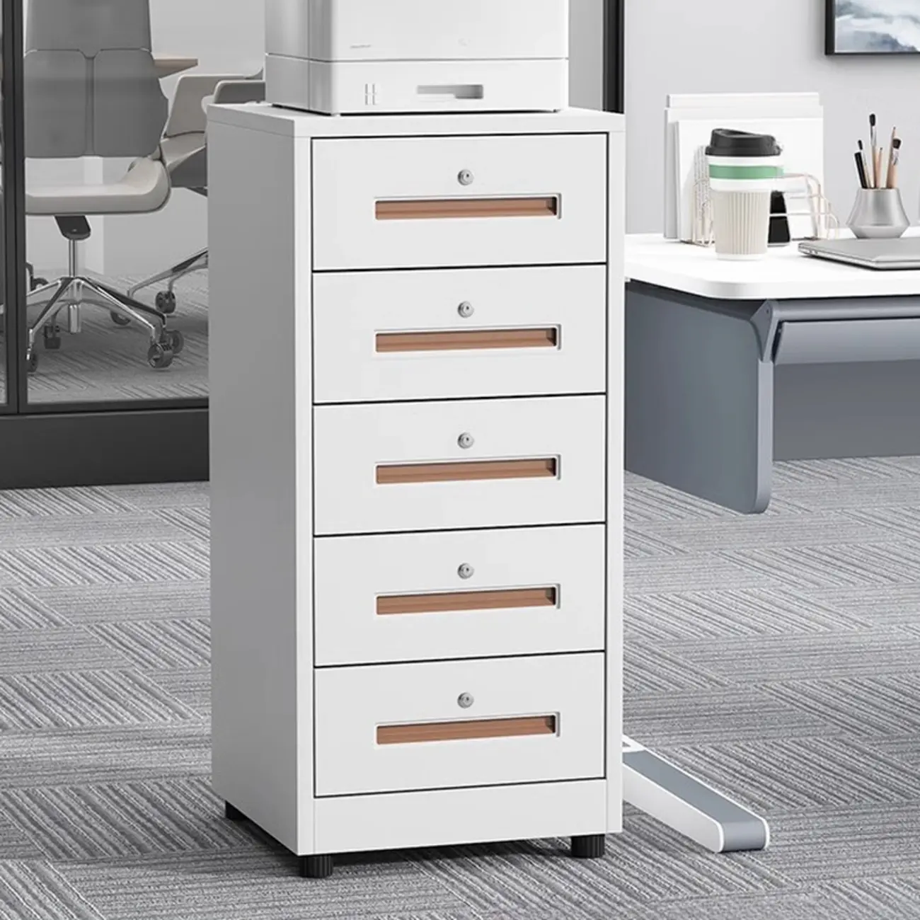 Traditional Steel Vertical Lockable Filing Cabinet for Home Office Image - 8 | homeyfad