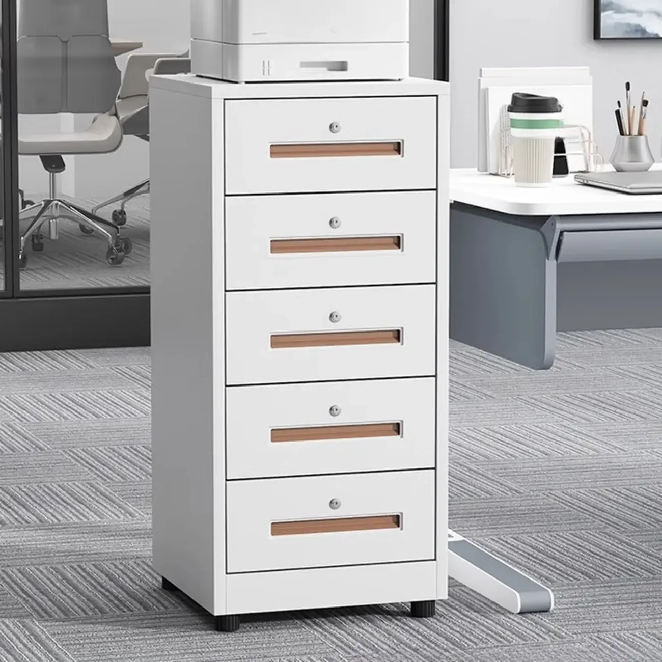 Traditional Steel Vertical Lockable Filing Cabinet for Home Office Image - 8