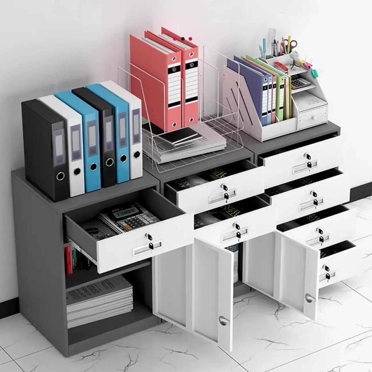 Traditional Steel Vertical Lockable Filing Cabinet for Home Office Image - 9