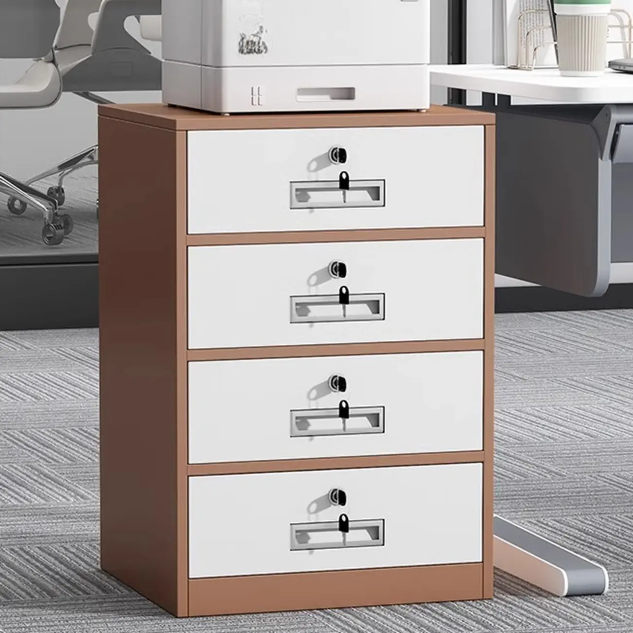 Traditional Steel Vertical Lockable Filing Cabinet for Home Office Image - 10 | homeyfad
