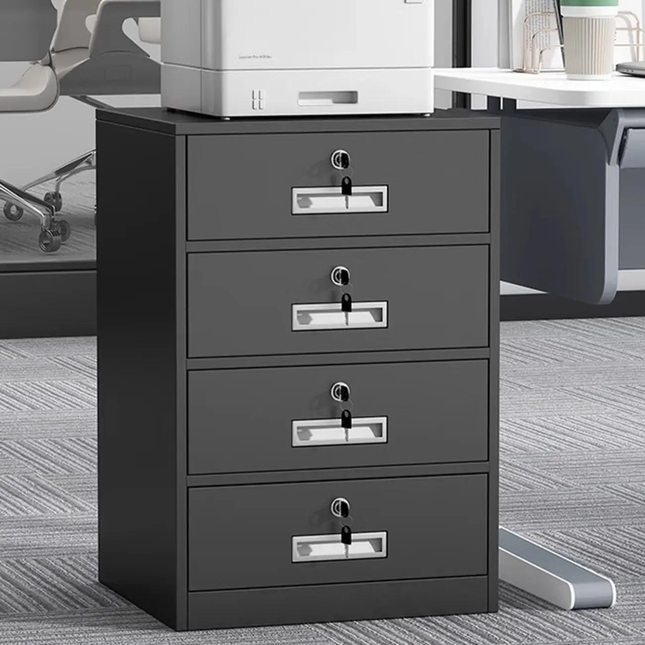 Traditional Steel Vertical Lockable Filing Cabinet for Home Office Image - 18 | homeyfad