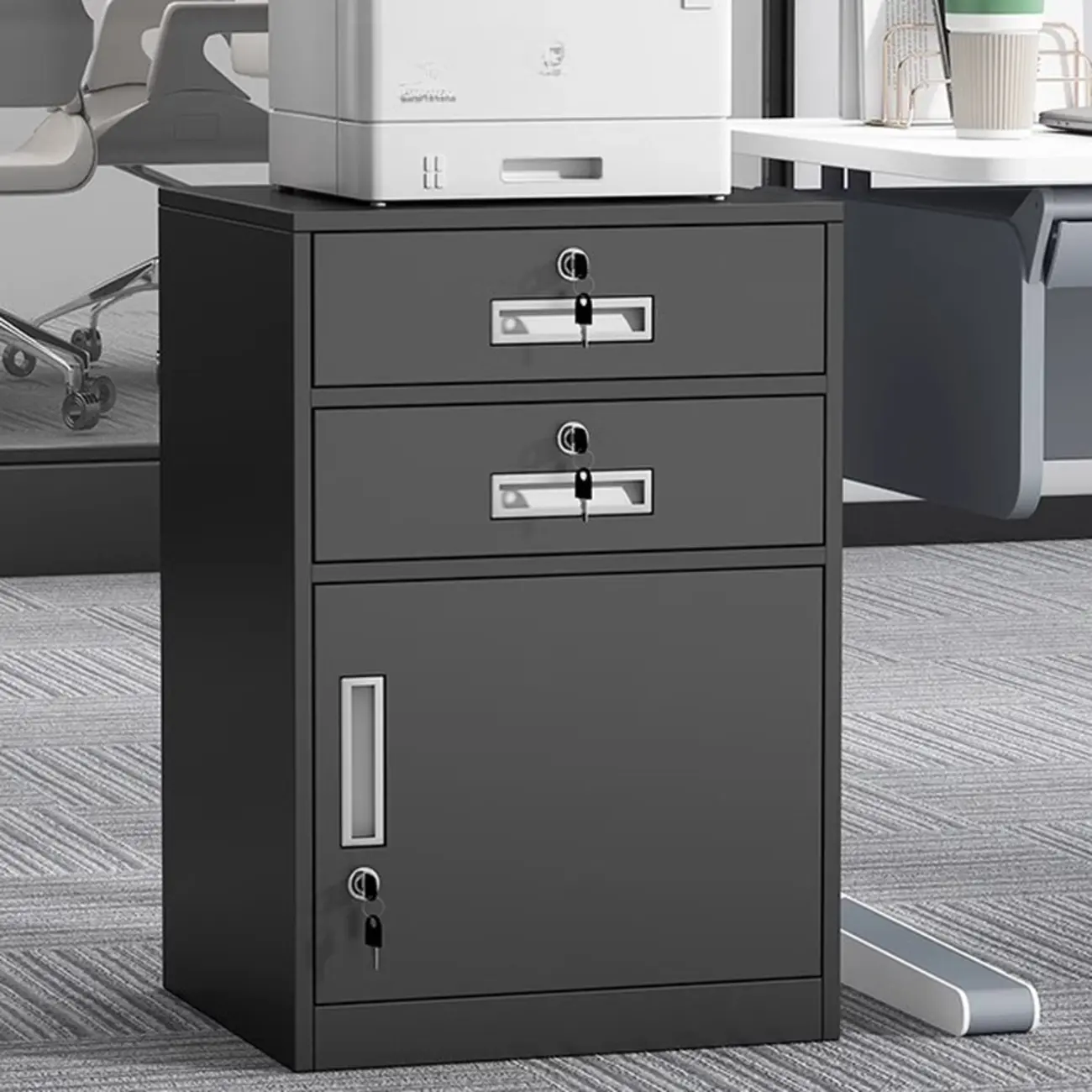 Traditional Steel Vertical Lockable Filing Cabinet for Home Office Image - 22 | homeyfad
