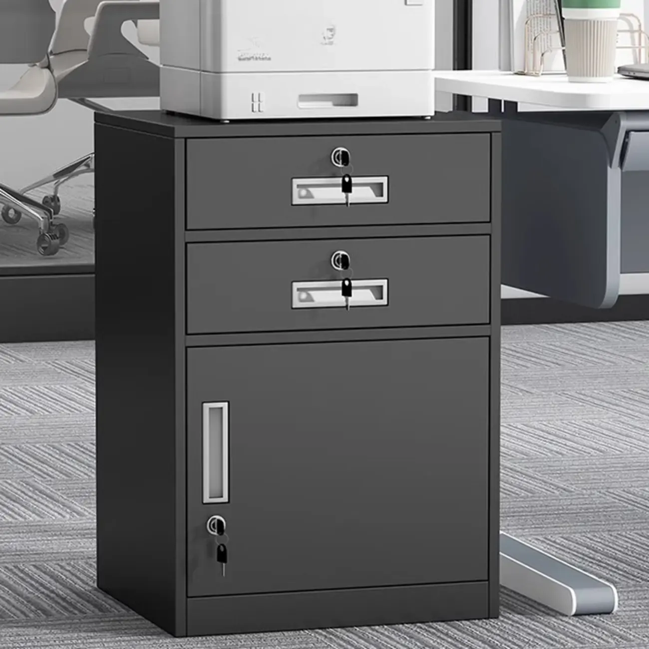 Traditional Steel Vertical Lockable Filing Cabinet for Home Office Image - 22