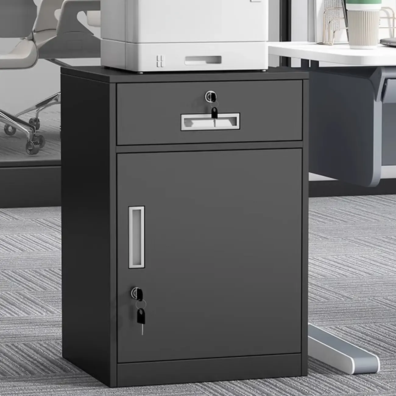 Traditional Steel Vertical Lockable Filing Cabinet for Home Office Image - 27